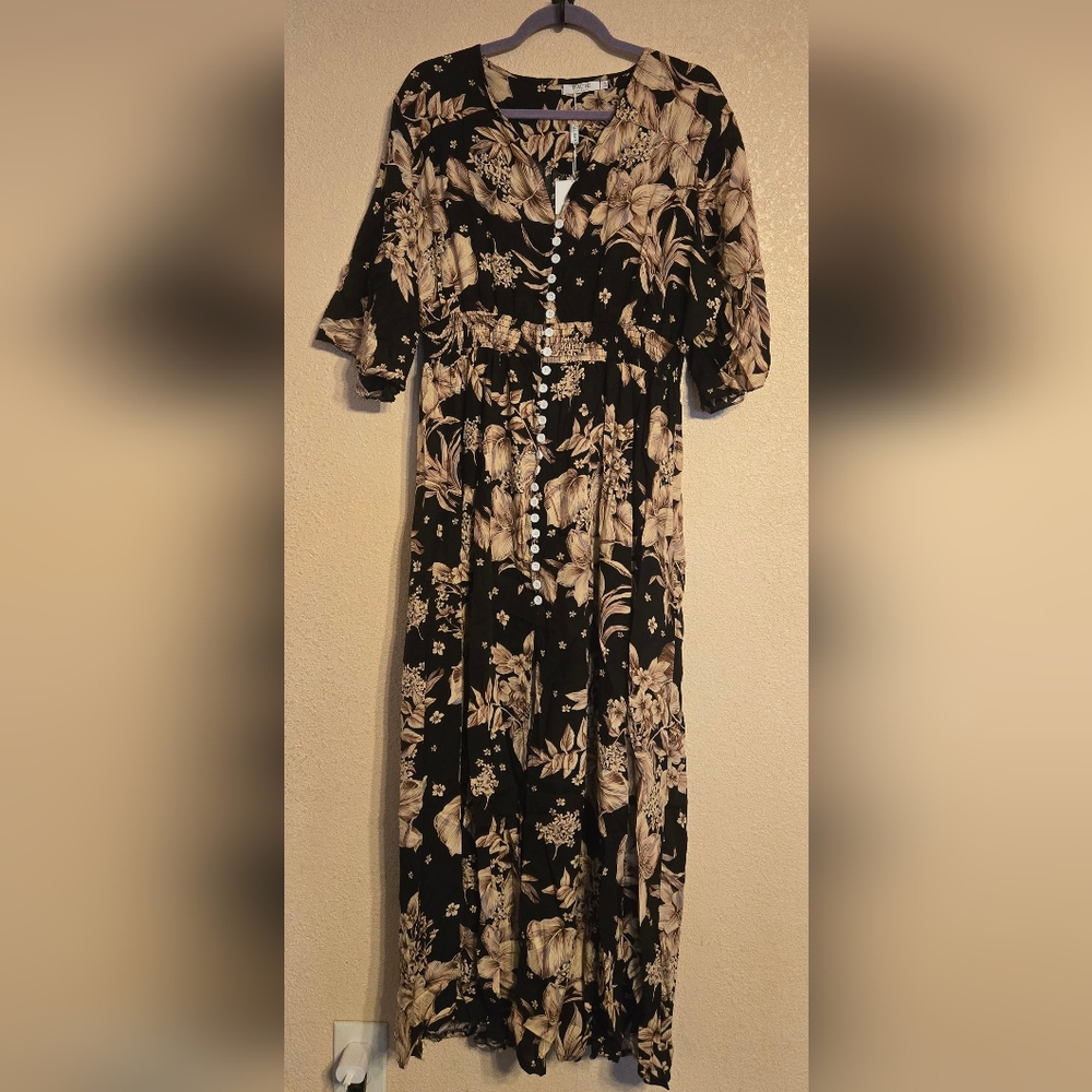 NWT Haute Edition Dress Floral Women's Size 2X Color Black/Bronw